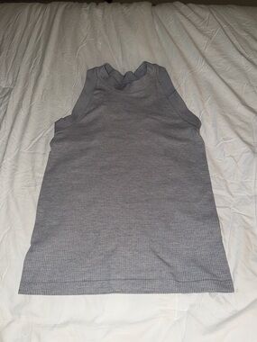Athleta Heather Gray Ribbed High Neck Tank